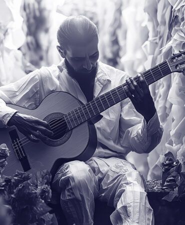 Musician playing guitar paper craft