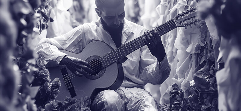 Musician playing guitar paper craft