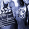 Young women with movie film reel